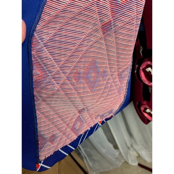 60s vest mod geometric double knit polyester blue red white - Picture 7 of 11